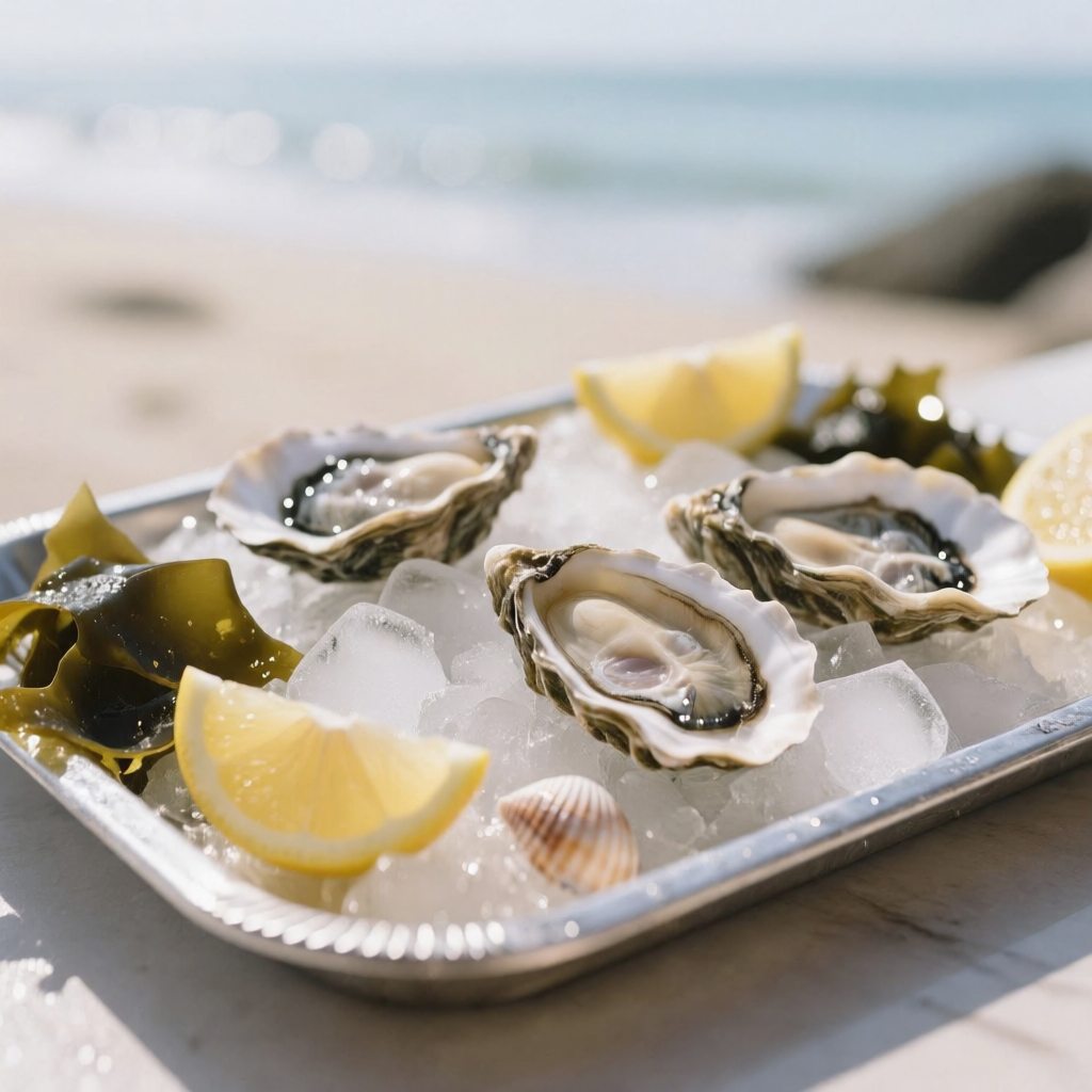 Fresh oysters on ice